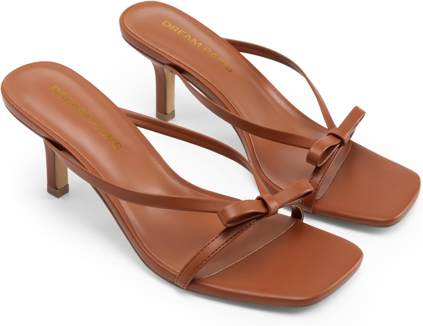 DREAM PAIRS Women's Bow Heels – Kitten Heel Mule Sandals, Square Toe Strappy Slip On Dress Heels, Elegant Bridal Wedding Party Formal Shoes for Special Occasions - Image 5