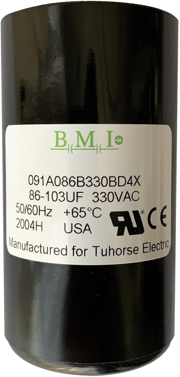 BMI 86-103 MFD (uF) Motor Start Capacitor, Compatible Replacement Part for U17-1424, U17-2074 and The Start Capacitor in TCB20M230 Made in USA by BMI for Tuhorse Electric