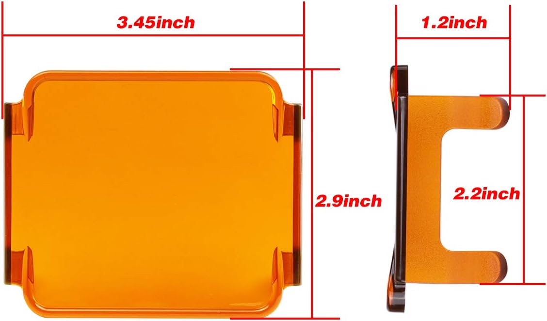 SWATOW INDUSTRIES 3 Inch Amber LED Pod Covers 2PCS Square LED Light Bar Covers LED Cube Covers Protective Polycarbonate Light Bar Lens Covers