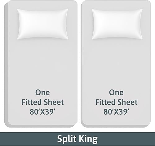 Miniatura 5 de MyGiza Sheets - Juego de sábanas de algodón Giza de primera calidad, tamaño split king, individual, matrimonial, king y queen, set de 4 unidades.