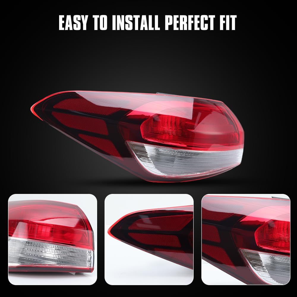 Left Halogen Outer Tail Light W/O Bulbs Compatible With Kia Forte 2017 2018 Rear Brake Lamp Driver Side