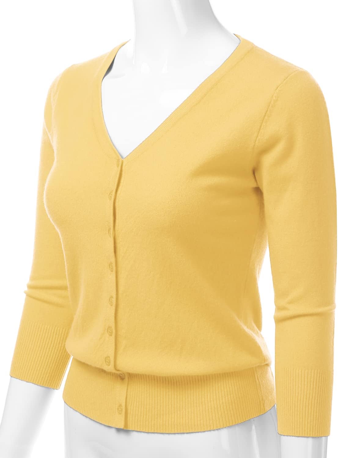 Women's 3/4 Sleeve V-Neck Button Down Knit Sweater Soft Cardigan (S-XXL) - Image 2