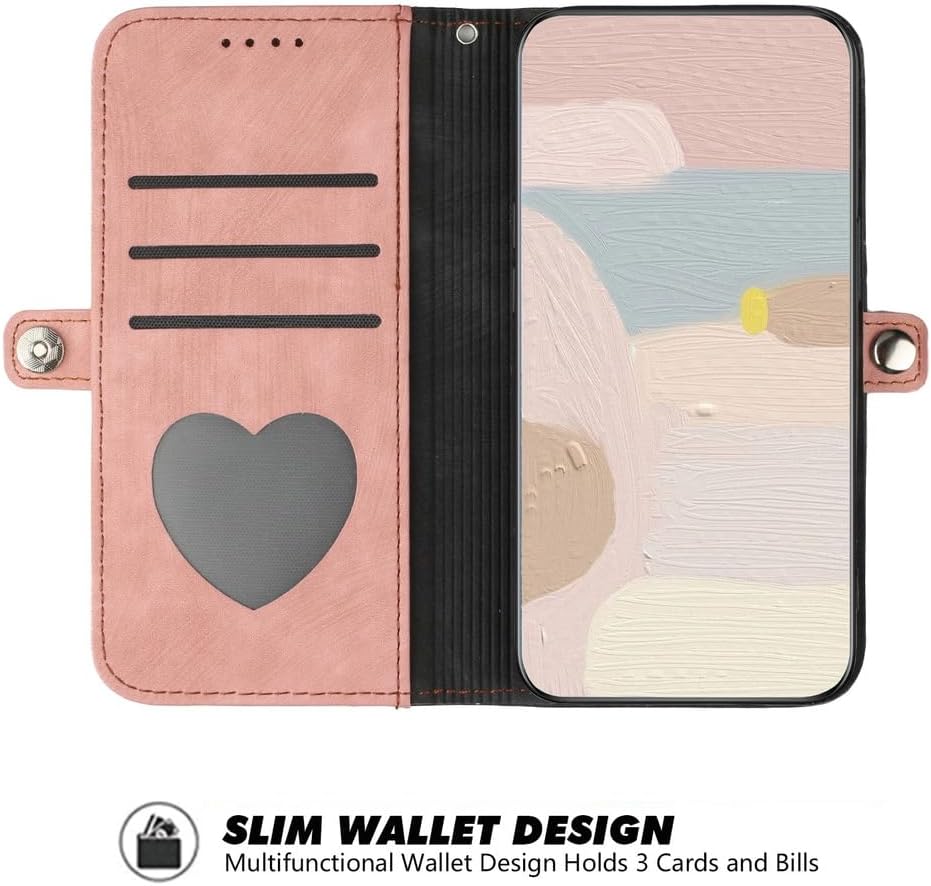 Leather Case for Google Pixel 10ProXL/10 Pro/10,Heavy Duty Protection Stylish Colorblock Wallet Folio Flip Full Protection Cover with Wrist Strap Phone Case(Pink,10 Pro)