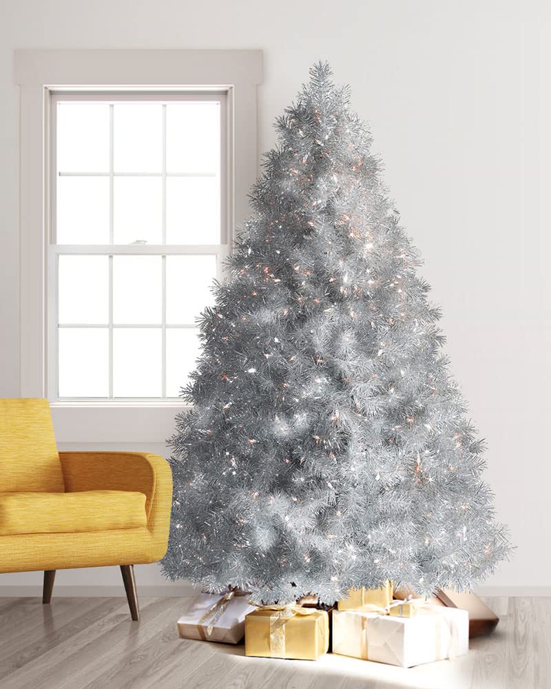 Amazon.com: Treetopia 8ft Silver Unlit Artificial Christmas Tree
