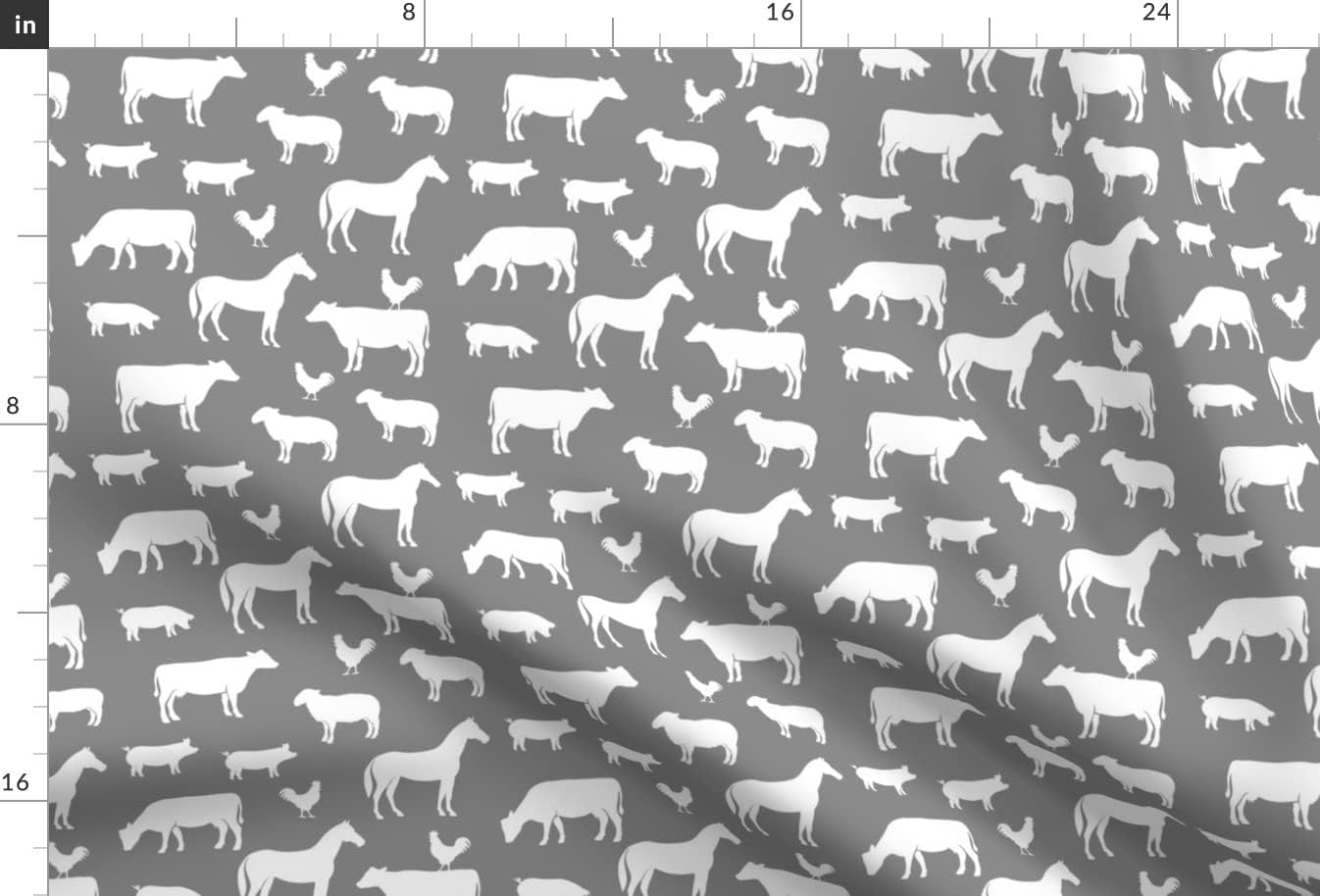Spoonflower Fabric - Farm Animal Green Black Dusty Blue Collection Coordinate Animals Horse Printed on Minky Fabric by The Yard - Sewing Baby Blankets Quilt Backing Plush