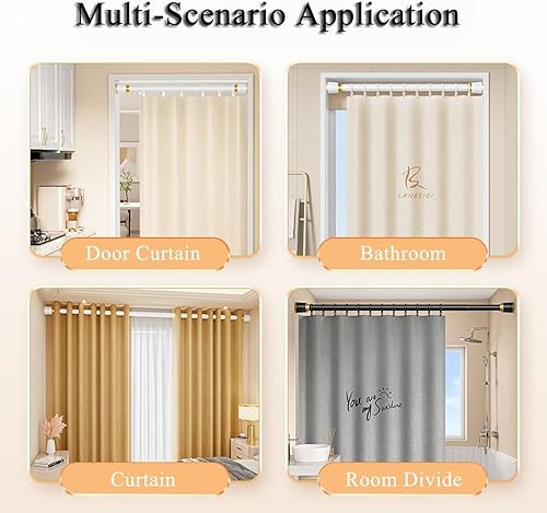 Miniatura 3 de Barra de armario ajustable para colgar ropa, barra de ropa de tensión de 45 a 75 pulgadas, ahorro de espacio sin taladro, barra de armario