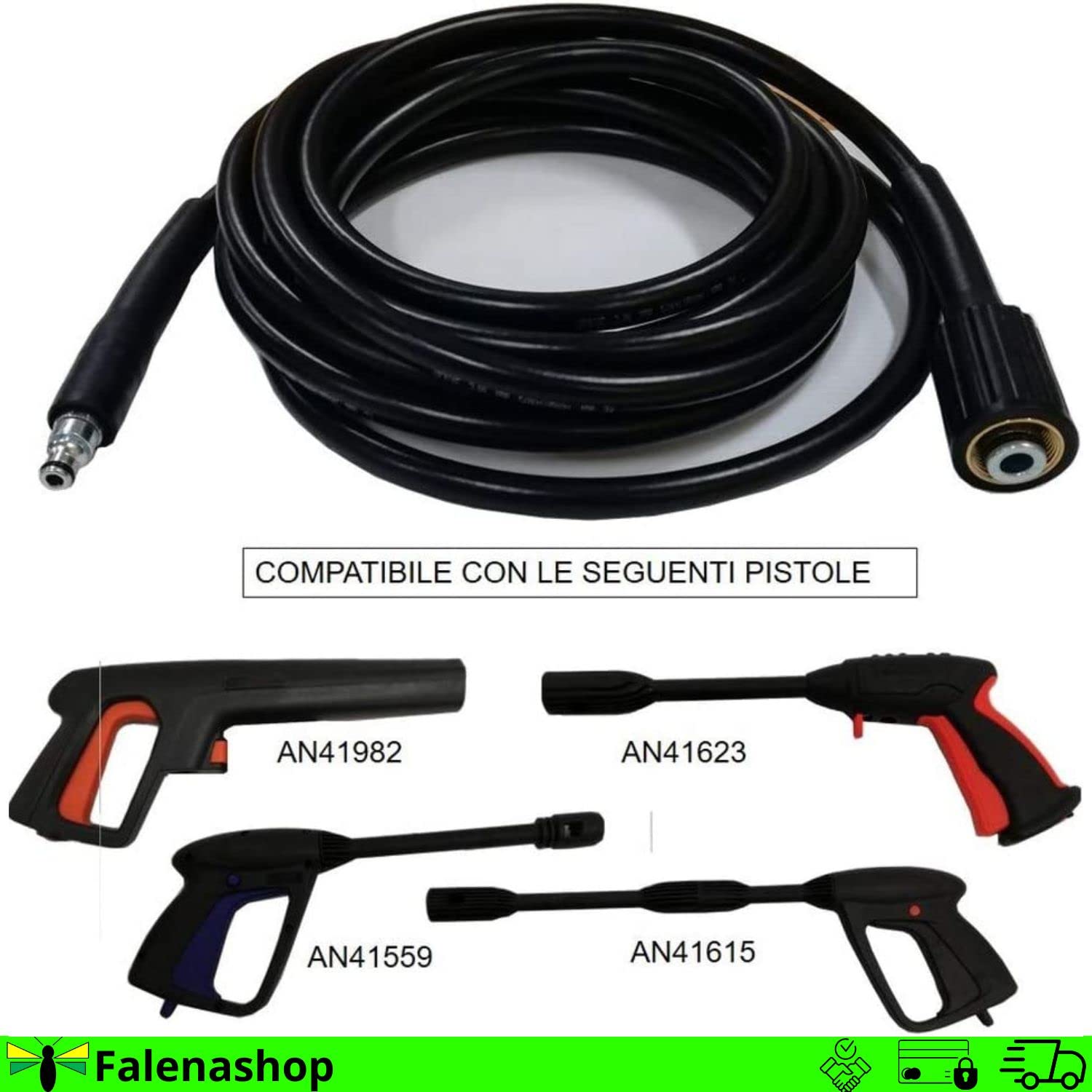 Tubo idropulitrice per Annovi reverberi Black & decker - lunghezza 5 metri - Attacco M22 / rapido Mod.1 parpyon Accessori Ricambi Originali ARBLUE (MOD.1[GRIGIO]-5MT)
