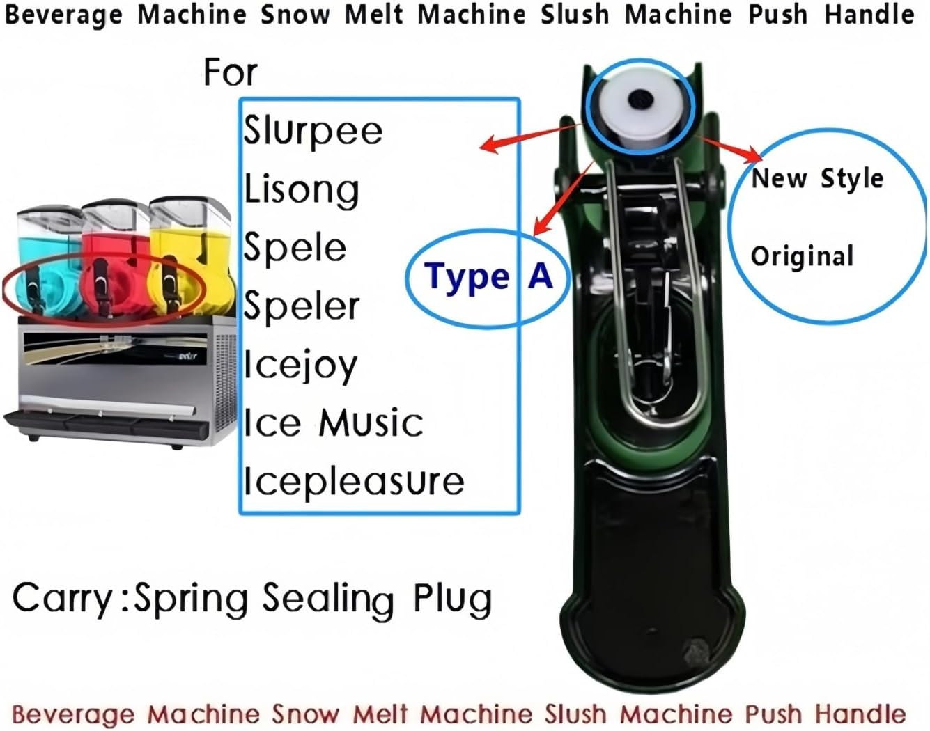 Original X-150 X-300 X-450 SingleDouble Triple Cylinder Push Handle (2PCS), Compatible With BQL Slurpee Lisong Spele Speler Icejoy Ice Music Icepleasure Snow Melt Machine Cold Drink Beverage S