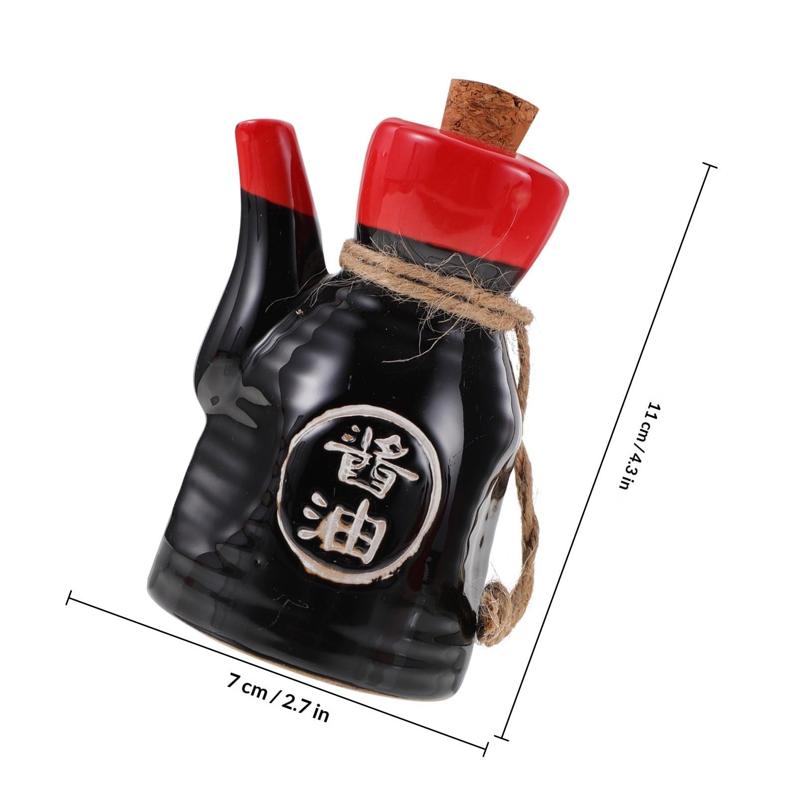 Set di Bottiglie Giapponesi per Salsa di Soia e Aceto Ceramiche 200 Ml | Vassoio e Tappo in Sughero, Uso Quotidiano in Cucina, Stile Giapponese Tradizionale