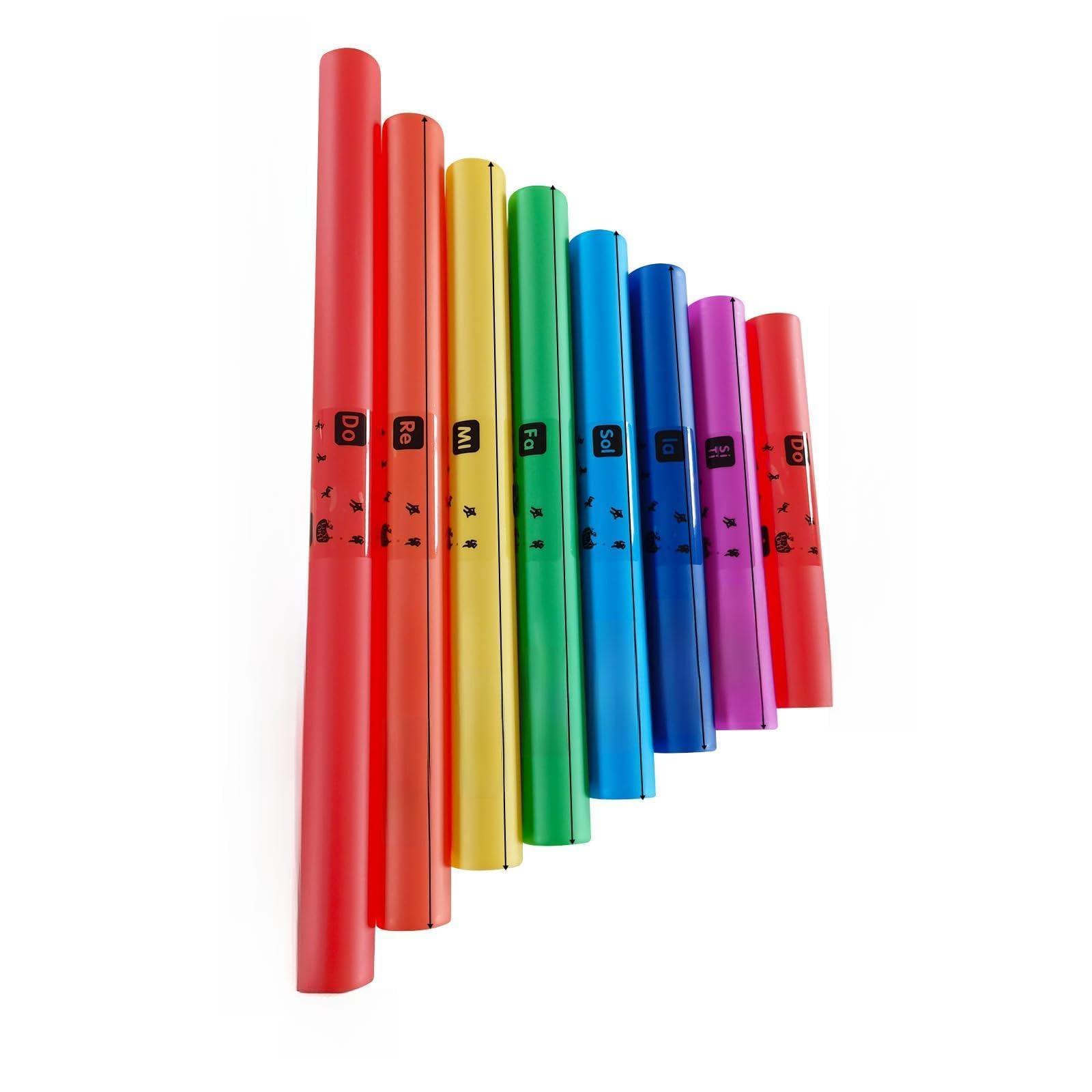 Alomejor Juego de Percusión,Instrumento Musical Colorido 8 Tonos,Tubo de Sonido Plástico PE,for Actuación Colectiva Educación Hogar Todas Edades Niños Adultos Eventos Escolares