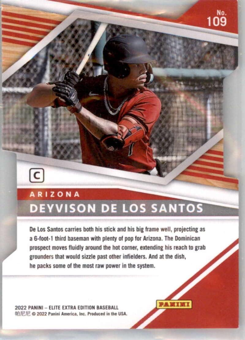 2022 Panini Elite Extra Edition Prime Numbers C Die-Cut #109 Deyvison De Los Santos SER/180 Arizona Diamondbacks Official Pre-MLB Prospect/Draft Baseball Card in Raw (NM or Better) Condition