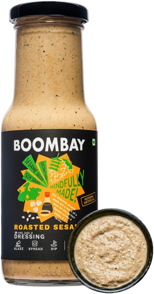 Roasted Sesame Salad Dressing 220g |Nothing Artificial, No Bad Oils, No Refined Sugars|Plant Based| No Onion Garlic Use for Stir Fry,Marinade for Grill,Dip with Snack, Spread on Bread