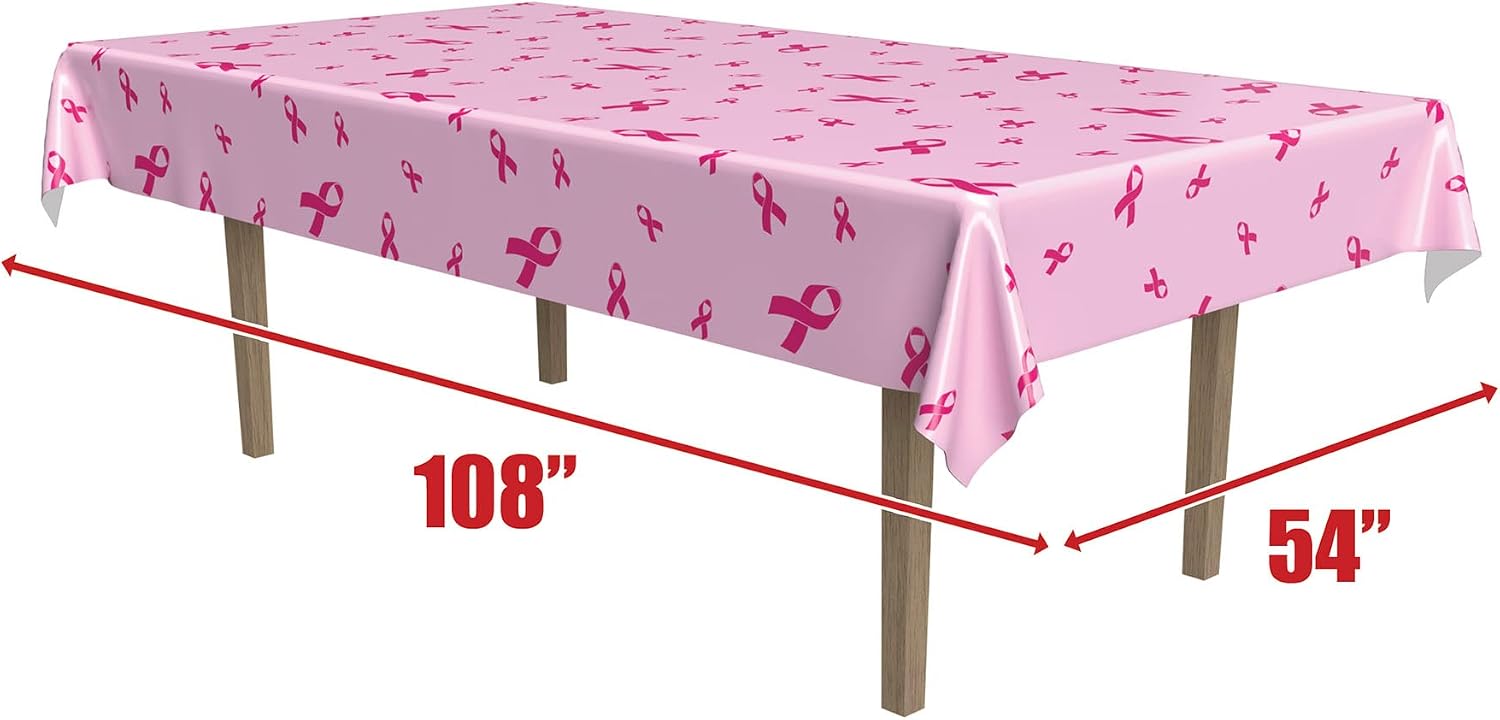 Pink Ribbon Tablecover Party Accessory (1 count) (1/Pkg) 54 in x 108 in