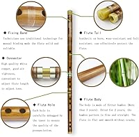 Vista 2 de C Key Dizi - Flauta de bambú amargo para principiantes con membrana gratis, pegamento y protector Set de instrumento chino tradicional
