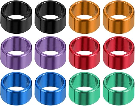 balacoo Aluminum Colored Pigeon Leg Bands 0.37 Inch Clip-on Bird Foot Rings 12 Pcs for Pigeon Identification and Poultry Breeding