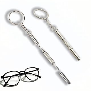 Glasses Repair Kit, 2-Pack 3-in-1 Precision Screwdriver Set with Keychain, Mini Stainless Steel Screwdriver Tool for Eyeglasses, Sunglasses, Phone, Watch, Laptop, and Jewelry (Flathead, Phillips, Hex)
