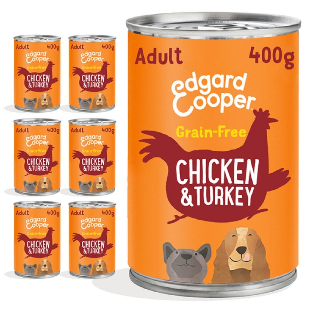 Edgard & Cooper Comida Húmeda para Perros Adultos Latas Natural Sin Cereales Paté 400g x 6 Pollo & Pavo Fresco, Alimentación Sana Sabrosa y Equilibrada, Carne Fresca
