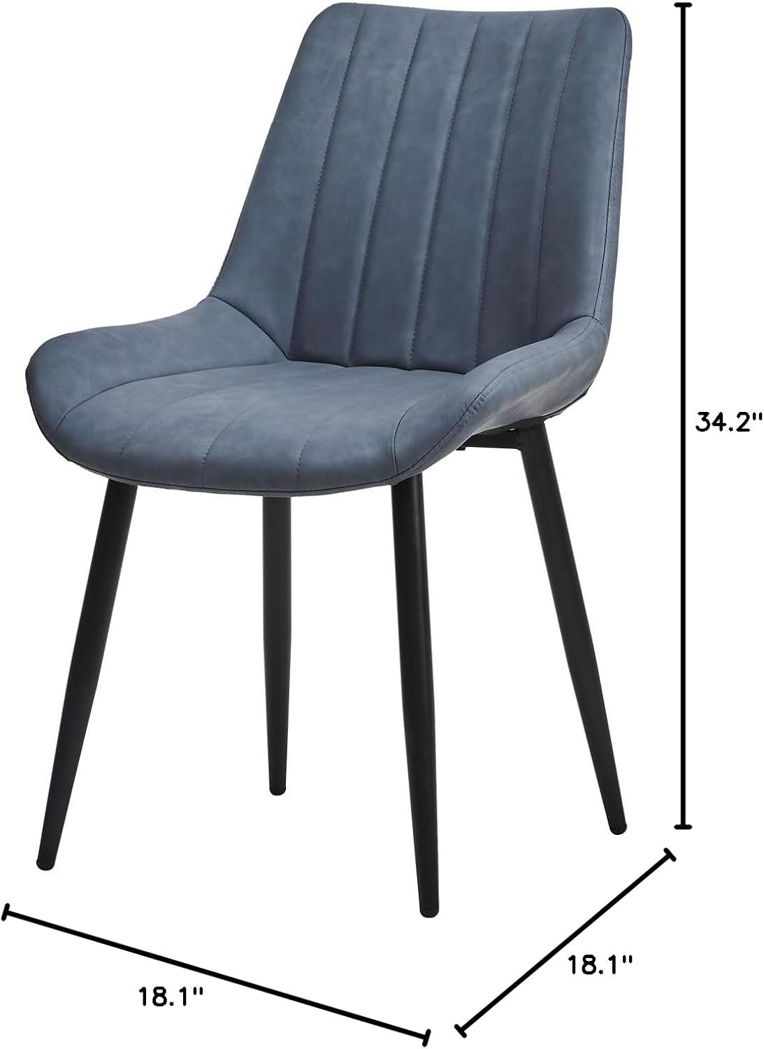 lapday Faux Leather Dining Chairs Set of 2 with Metal Steel Frame,for Living Room, Restaurant(18.1"×18.1"×34.2") (Blue)