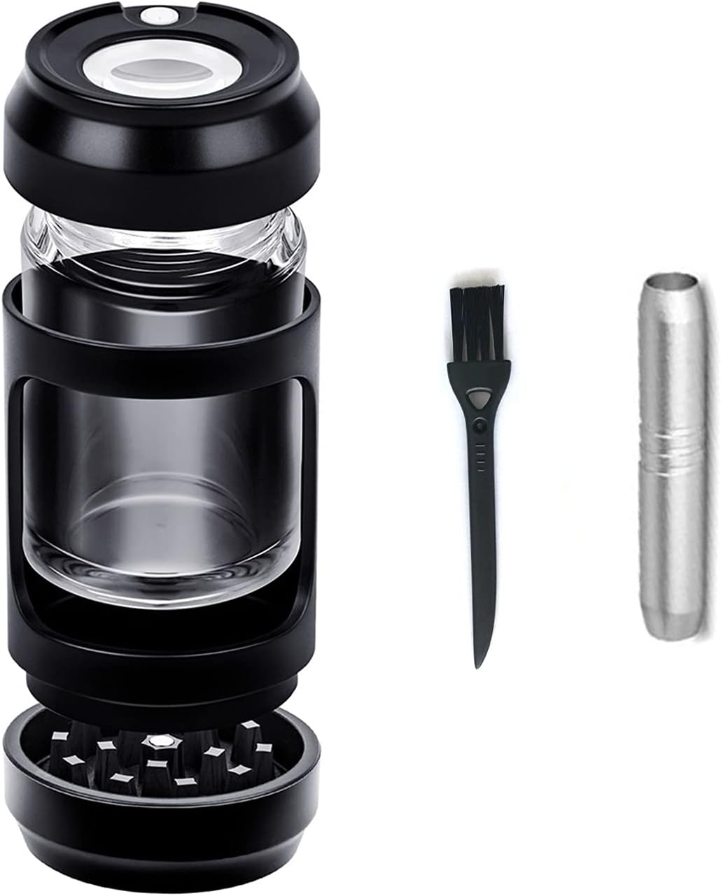 Upgrade Herb Grinder 110ml LED Light Spice Grinder with Pipe/Clean Brushes for Easy Storage and Carrying