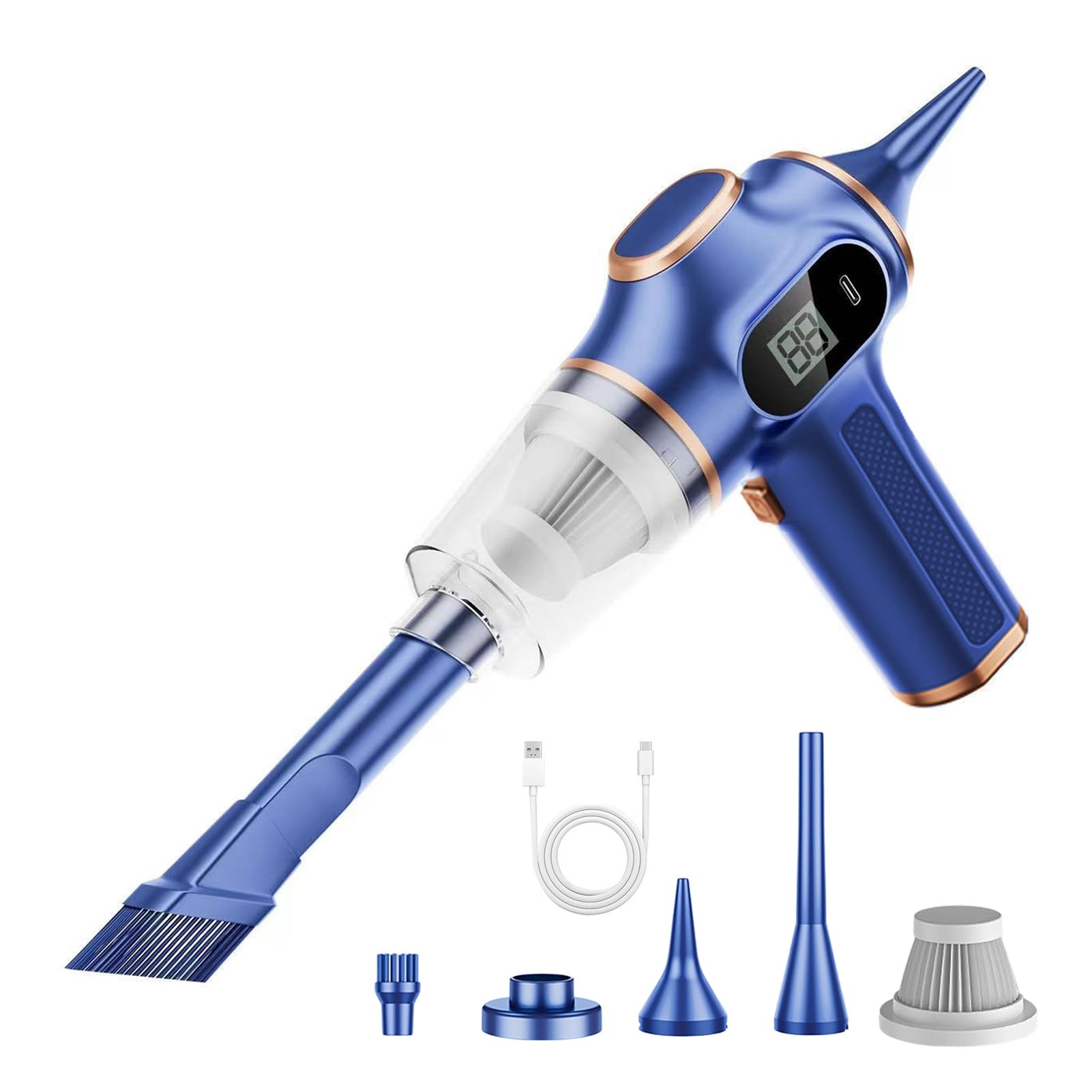 Aspirateur à main sans fil 80W pour nettoyer recoins voiture et poils animaux bureau