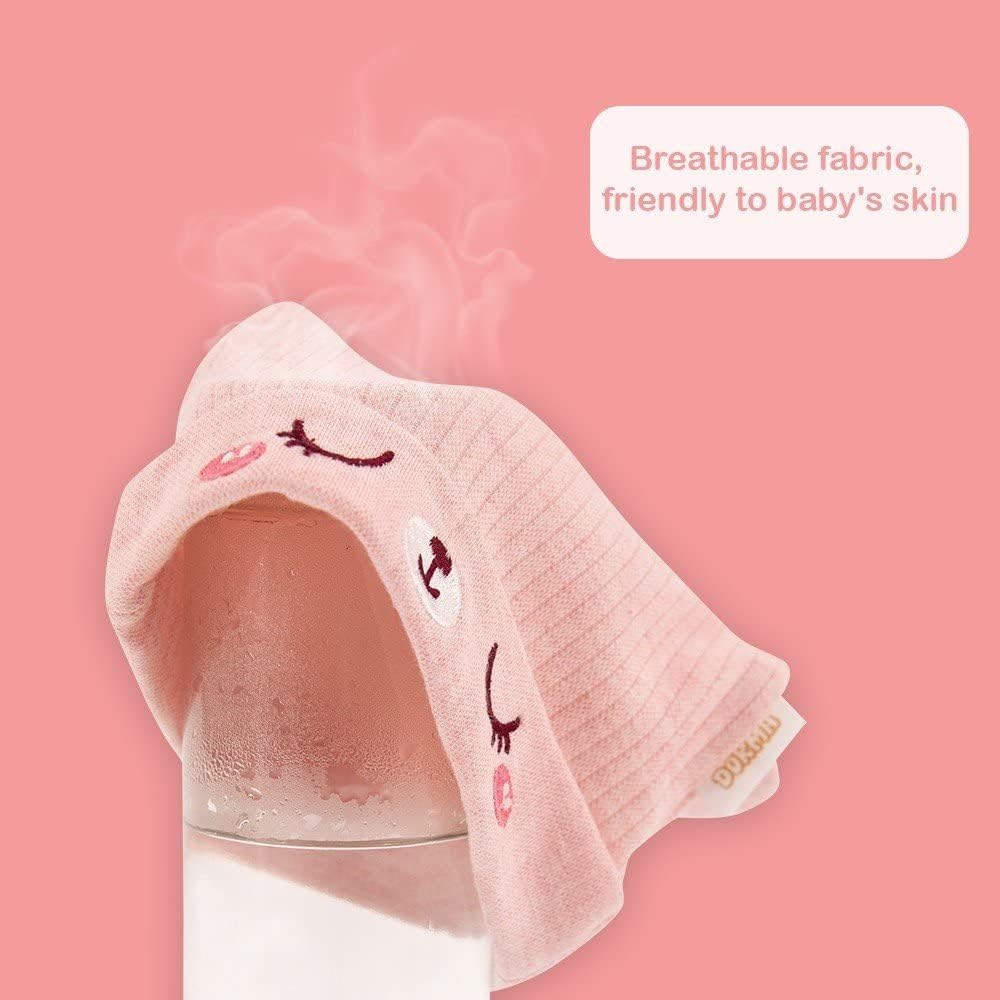 DOKMA Organic Cotton Toddler Hat Set 3 Cute Animal Ears Design, Beanies for Baby Boys and Girls 0-6 Months, Pink - Image 4