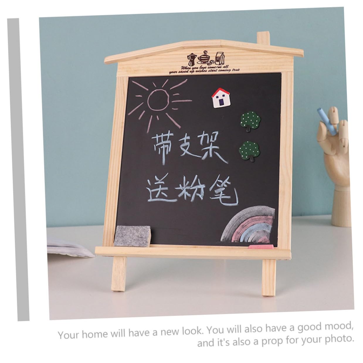 Zerodeko Magnetische Kleine Holztafel im Haus design Wiederverwendbare Kreidetafel mit Stabilem Standfuß Abwischbares Memoboard für Zuhause Büro Party und Dekoration