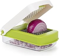 Vista 5 de PrepWorks Picadora compacta de verduras – Cortador manual de verduras que ahorra espacio, fácil de usar, cuchillas de acero inoxidable, sin BPA