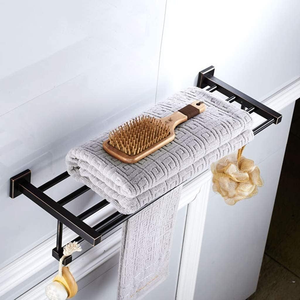 Towel Rails Bathroom Retro Bars, Brass Hanging Decoration Hardware Multifunction Double Layer Bath Rack Holder Racks(50CM)