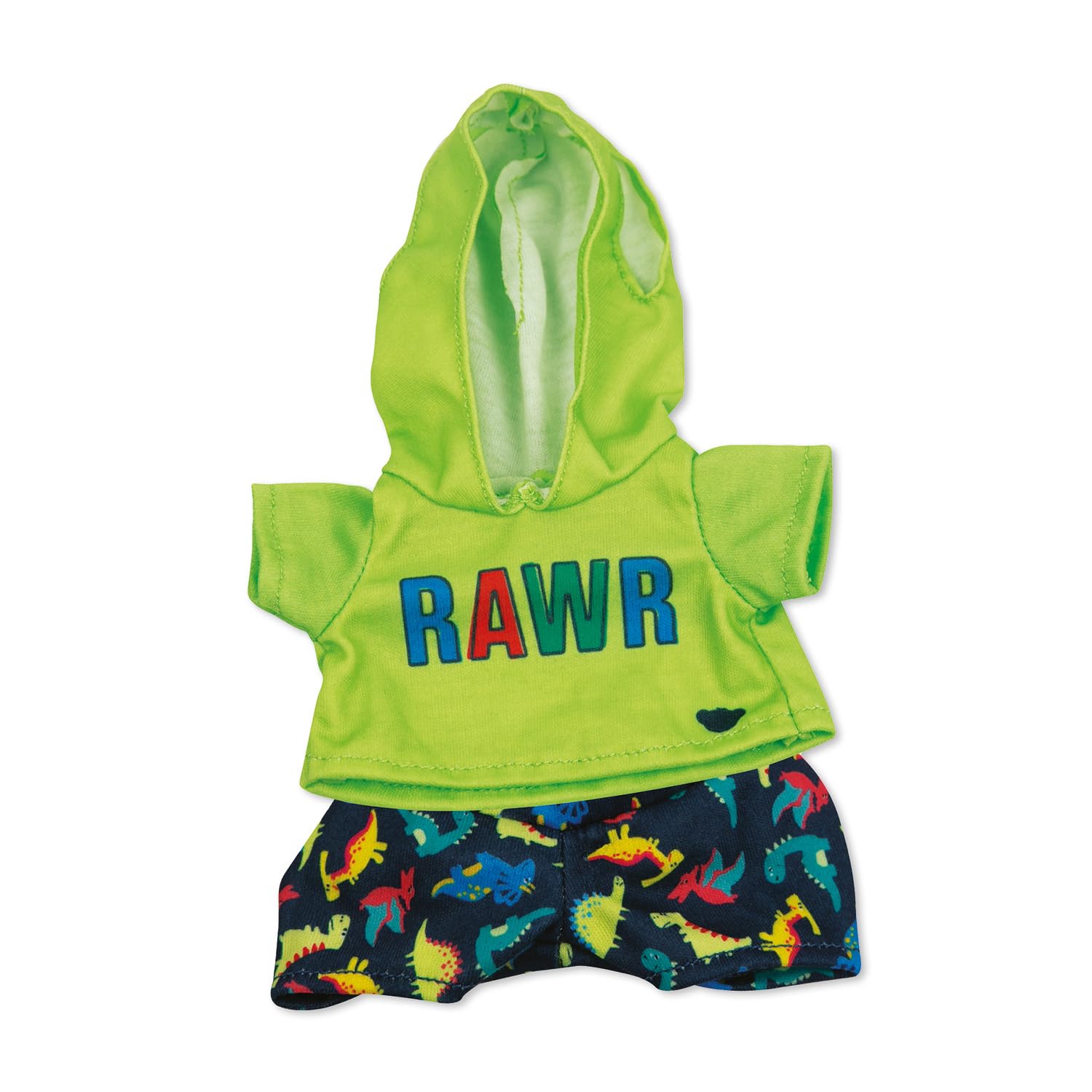 Casdon MINI Build-A-Bear Workshop Green Rawr Toy Clothes Pack. 4 Mix-and-Match Toy Outfits Includes Pyjamas, Cute Hoodies