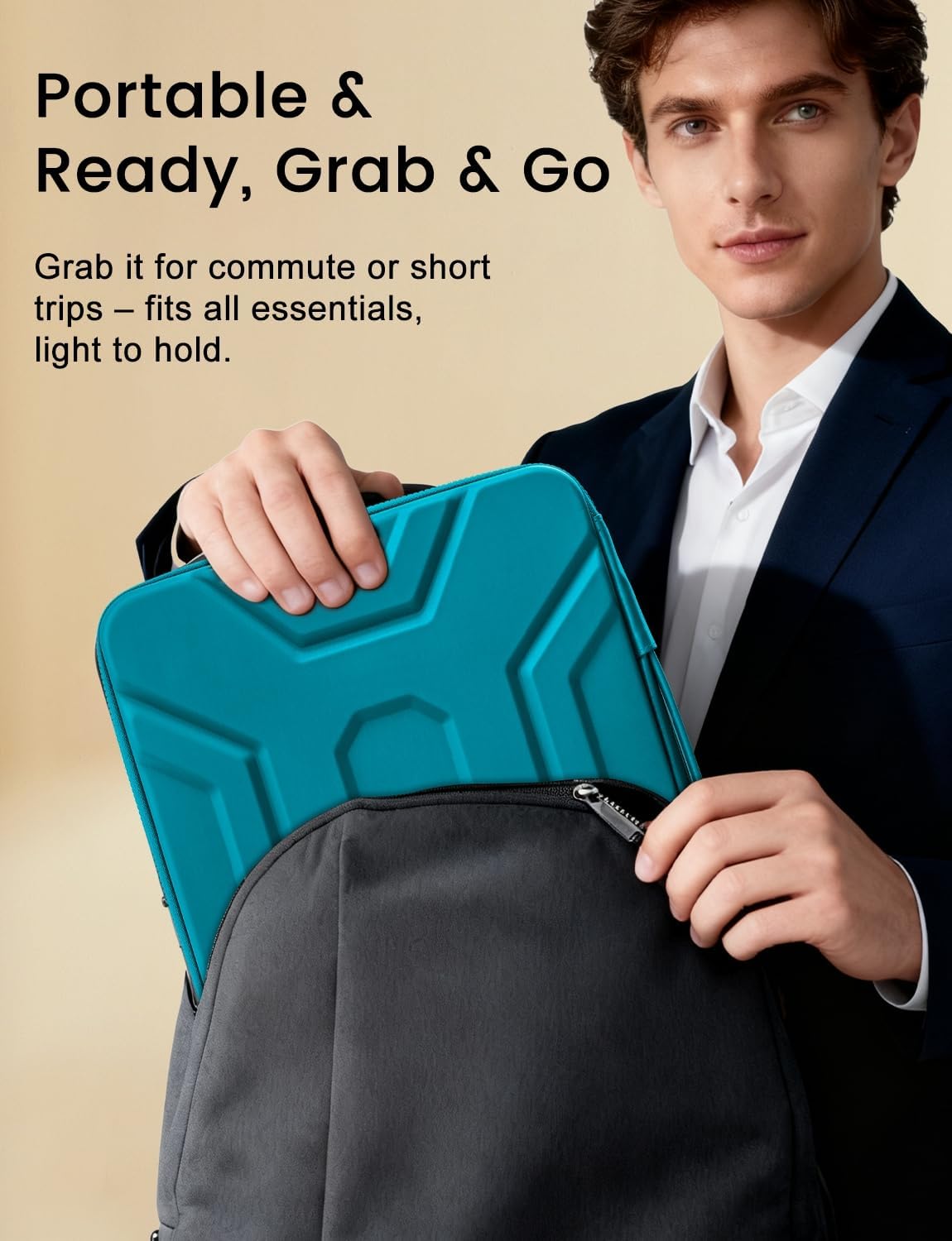 DOMISO 14 inch Laptop Sleeve with Handle, Shockproof & Waterproof EVA Protective Laptop case, Hard Laptop Sleeve for 14" HP Dell Asus Lenovo Laptop, Teal