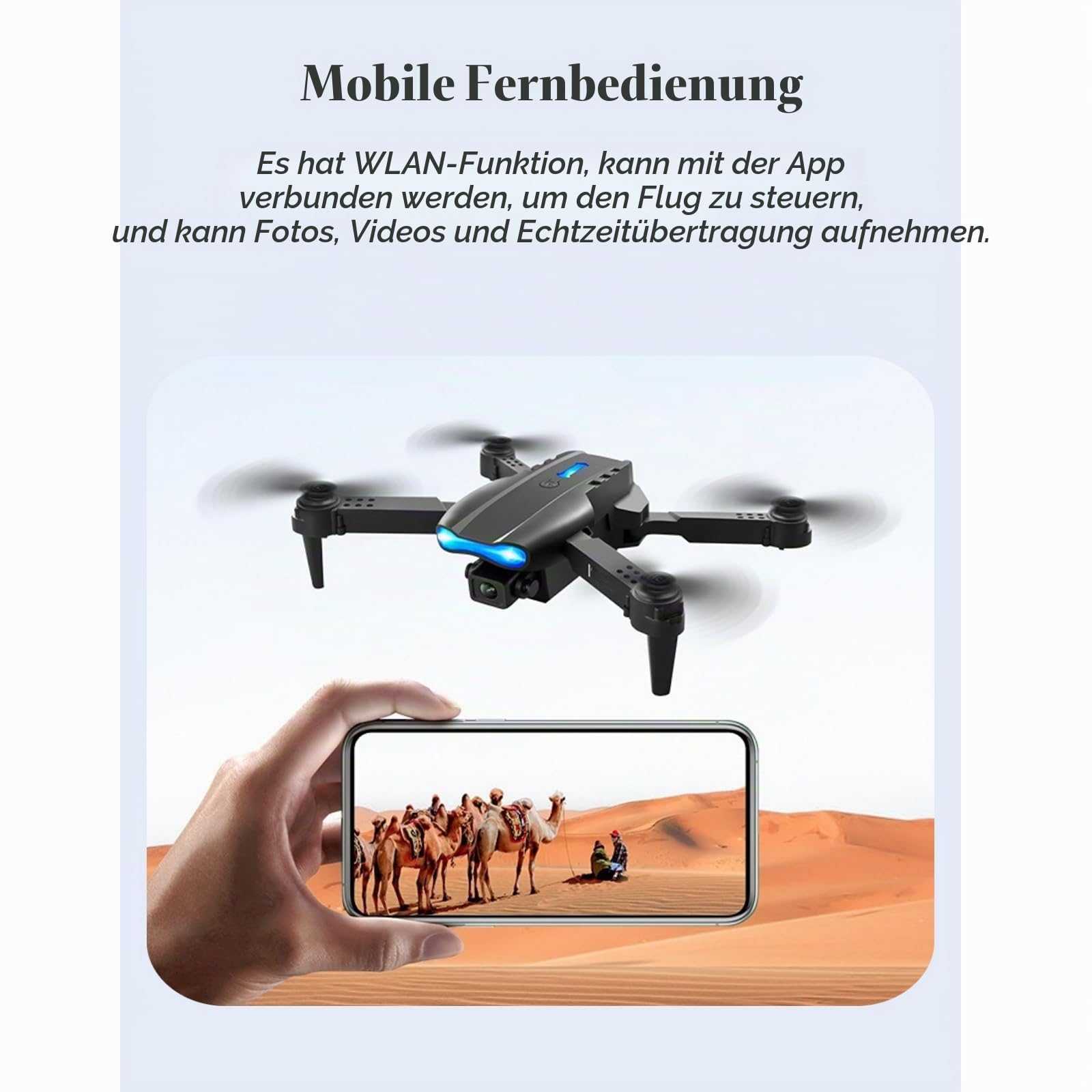 Faltbare -RC-Drohne, Hindernisvermeidung, Quadrocopter, HD-Dual-Kamera, 4k-Luftaufnahmen, RC-Flugzeuge, Unterstützende WLAN-App, Geschenke für Kinder und Erwachsene