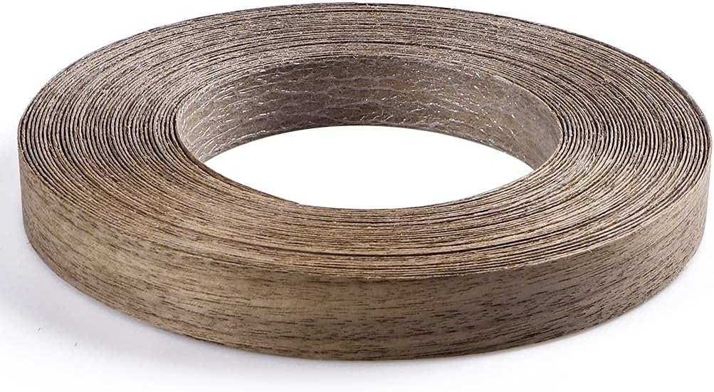 MOLIGOU Walnut Wood Veneer Roll, 3/4”×50’ Plywood Edge Banding Strips, Flexible Veneer Edging with Adhesive Back