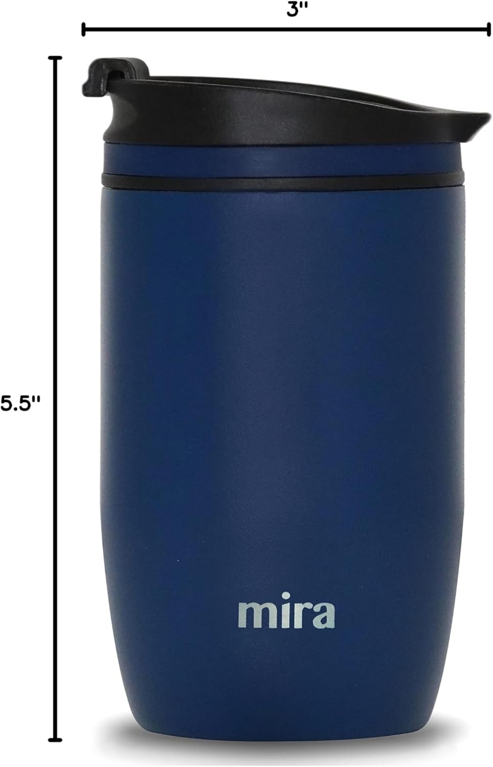 MIRA 12 oz Travel Coffee Mug - Insulated Stainless Steel Tumbler with Screw Lid - Admiral Blue - Image 9