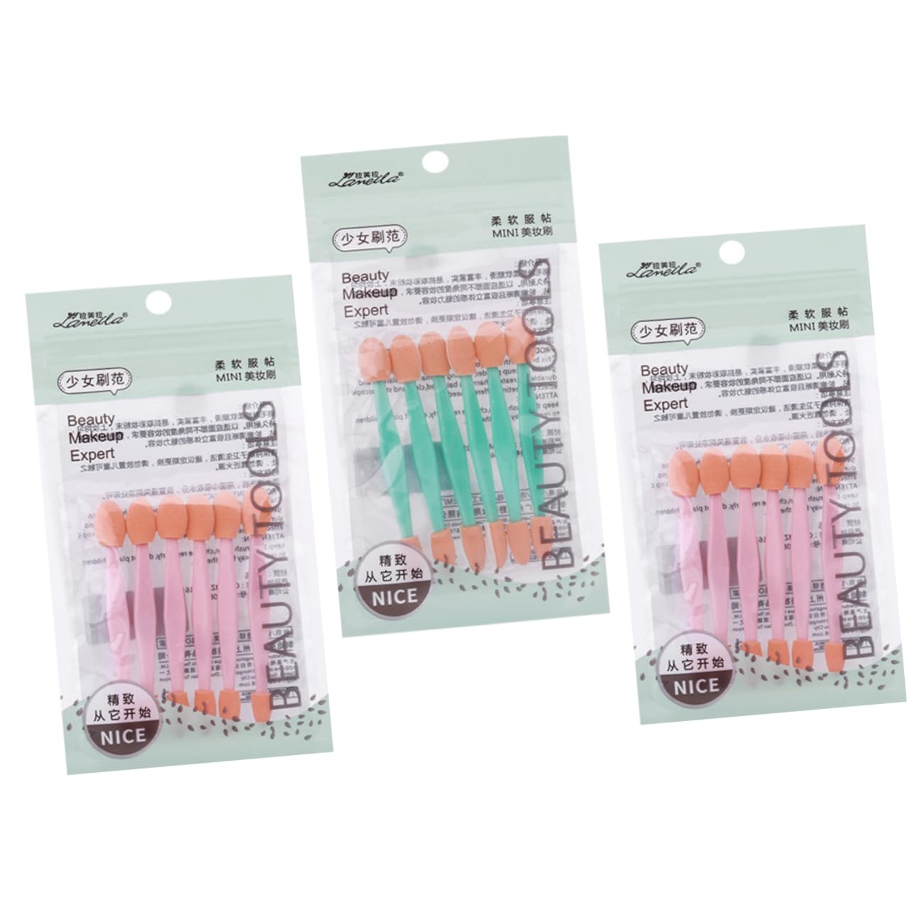 Didiseaon 2 Sets Eyeshadow Makeup Applicator Double Ended Eye Shadow Brush Makeup Cosmetology Tool Oval Tipped Brush Random Color