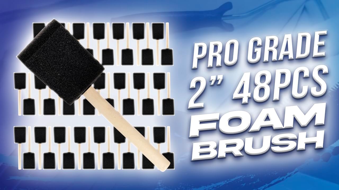 Pro Grade - Foam Brushes - 2 Inch - 48 Piece Poly Foam Brush Set (Pack of 2)