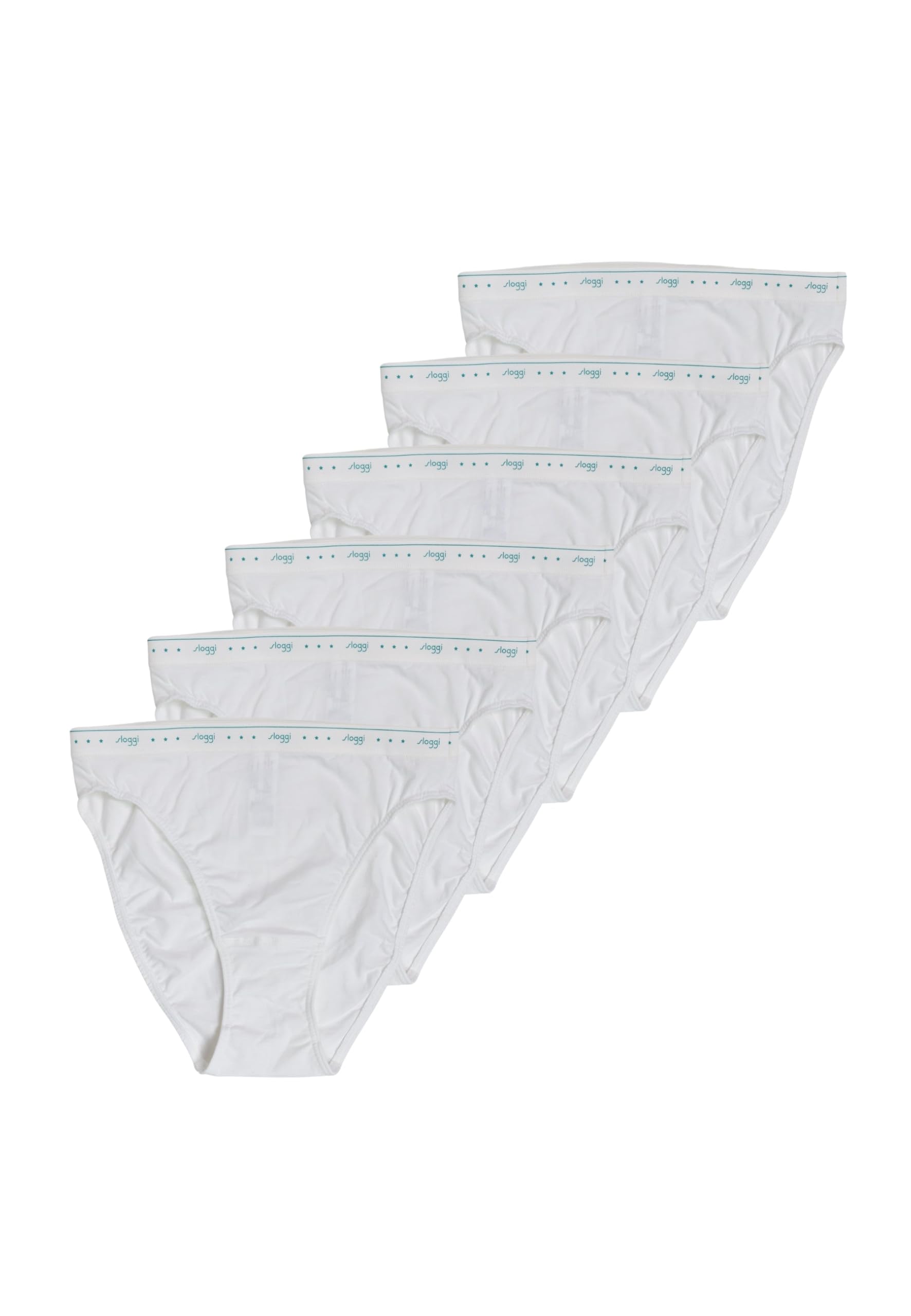 Sloggi 100 Tai, Offerta 4-6-8 Pezzi, Slip Donna 24/7 100 Tai, Slip Donna Midi in Cotone (6 Pezzi Bianco, 4)