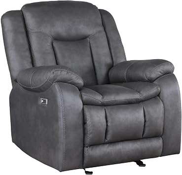 New Classic Furniture Morello Polyester Blend Fabric Glider Recliner, Gray