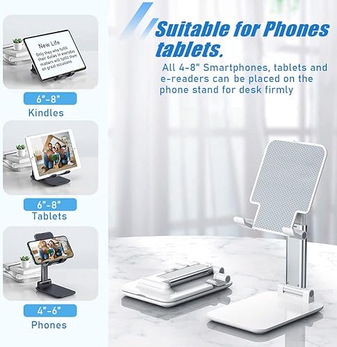 Miniatura 5 de 2 soportes para teléfono celular MT-6, ángulo y altura ajustables, almohadilla de silicona antideslizante, plegable y portátil, compatible con