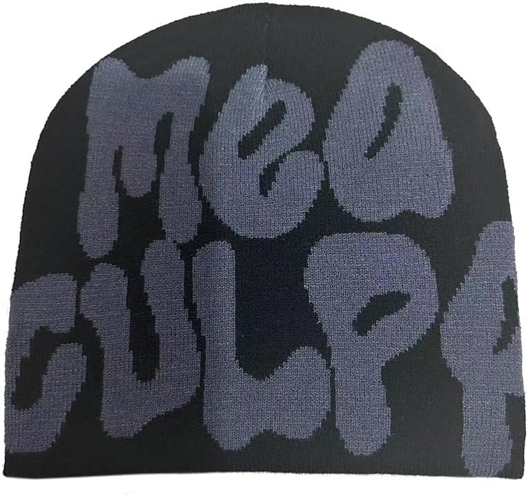 DenzerekreUnisex Y2K Beanie Knit Hat Graphic Letter Bonnet Y2ks Accessories Trendy Skull Cap for Women Men Guys Winter Warm