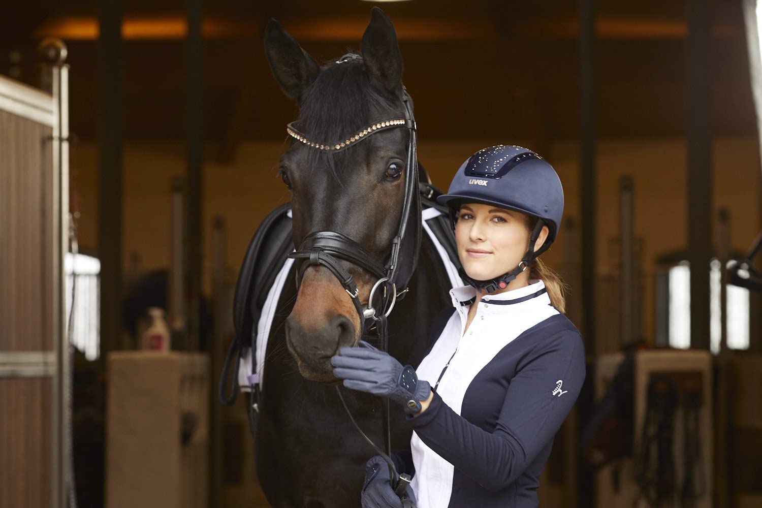 uvex sportstyle diamond - rozciągliwe rękawiczki do jazdy konnej dla kobiet i mężczyzn - wytrzymałe - uszlachetnione kryształkami Swarovski®