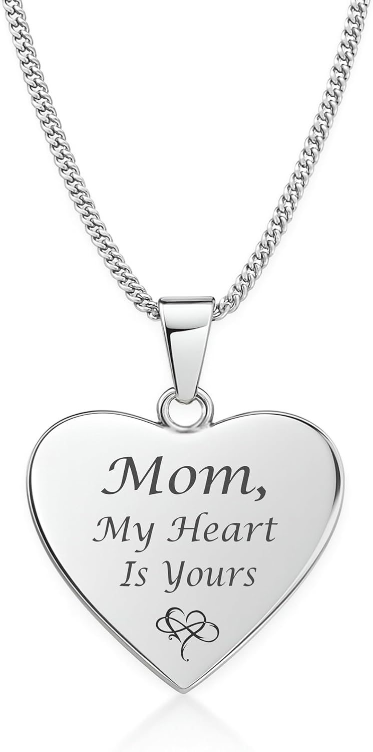 Custom Engraved Silver Heart Necklace - Personalized Heart Pendant - Valentine's Day Gift For Her - Women's Jewelry | Free Engraving - Ships from USA