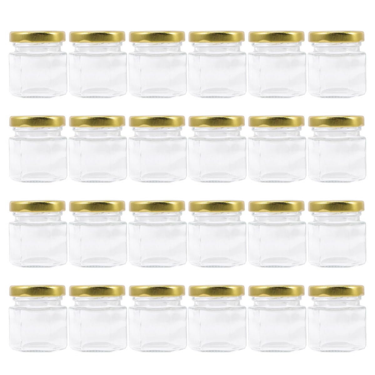 OSALADI 24 Pièces Pot de Miel Hexagonal 45ml en Verre, Récipient à Confiture Transparent, Alimentaire et Étanche, pour Miel et Confiture