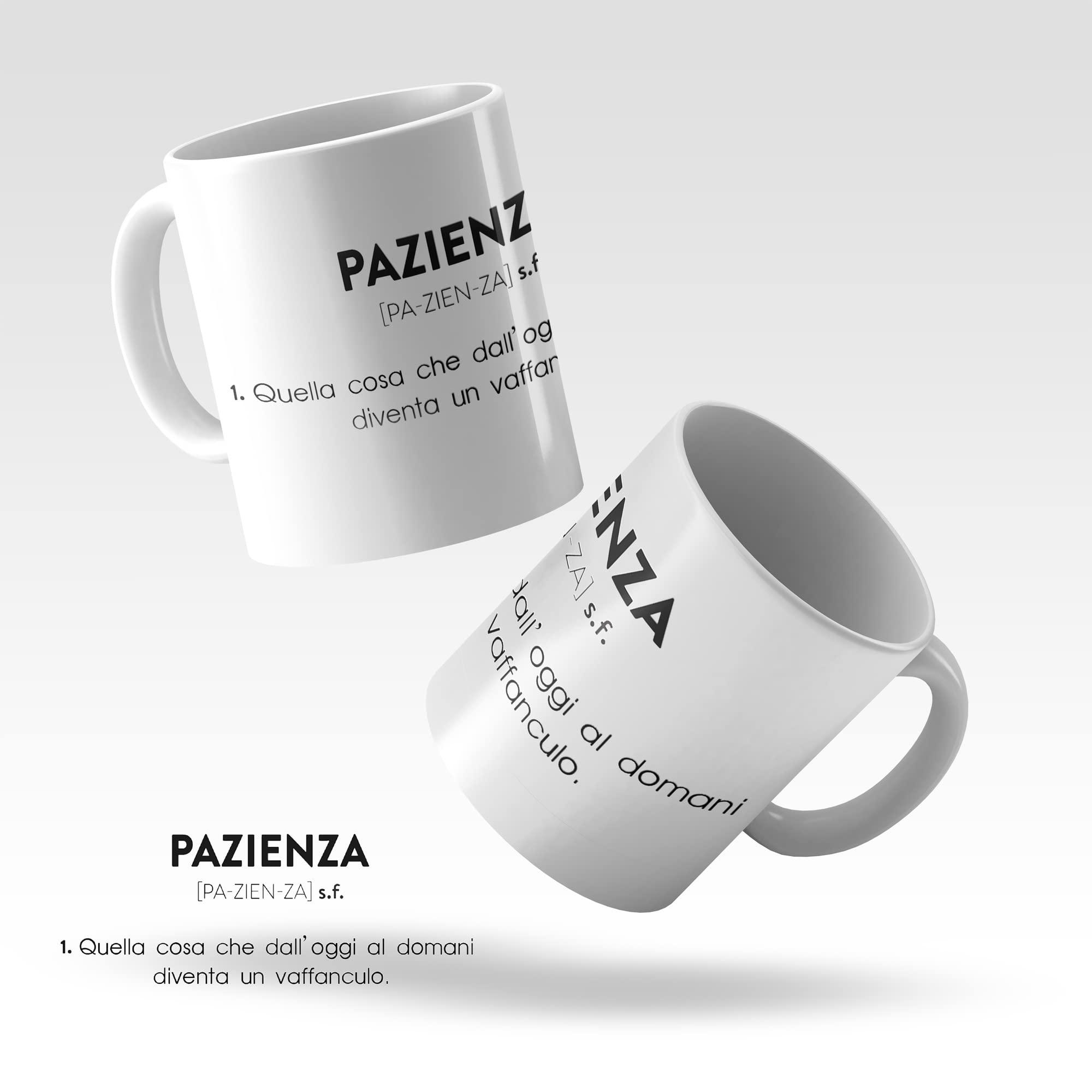 AL PRODUCTION Ceramica Tazza Mug PAZIENZA DESCRIZIONE DIVERTENTE - Tazza regalo di compleanno - Divertente - Humor