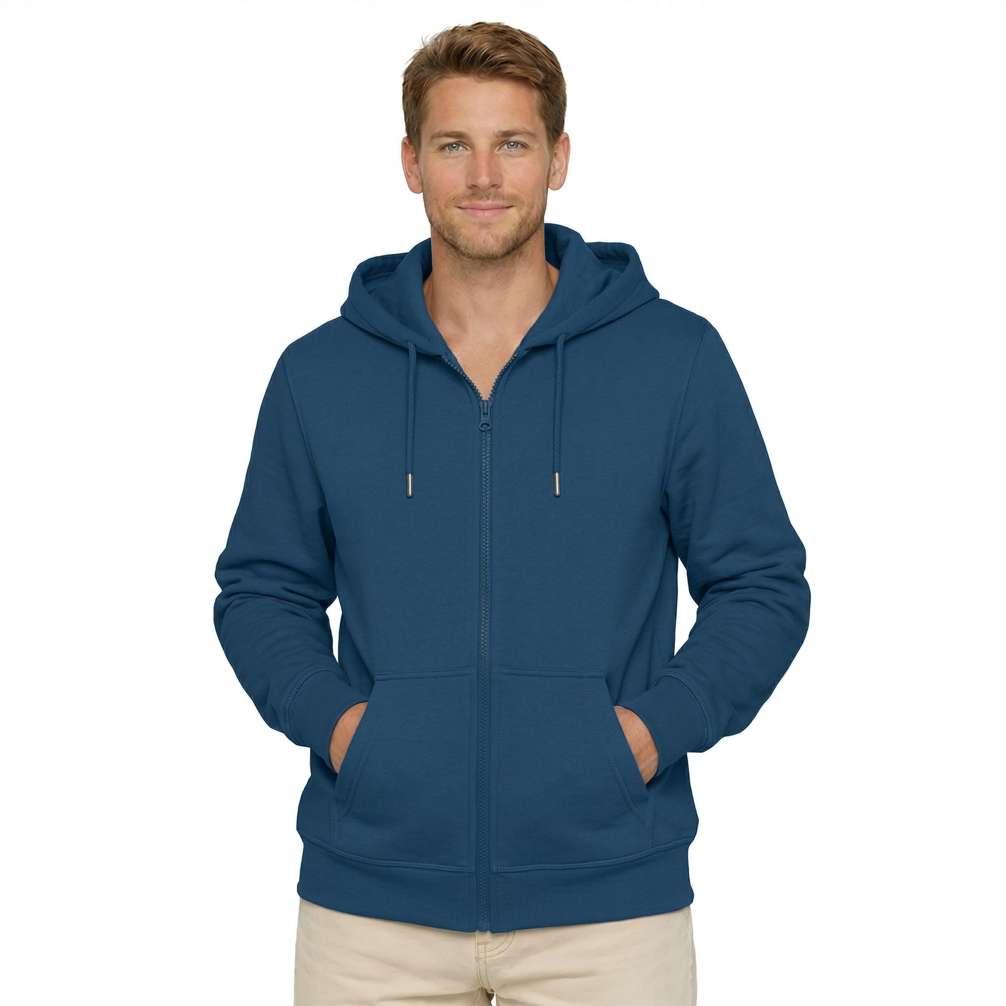 hoodlife True-Fit Men’s Solid Zip-Up Hoodie Sweatshirt | Cotton Fleece Jacket with Hood & Pockets | Casual Winter Wear for Men-picture-14
