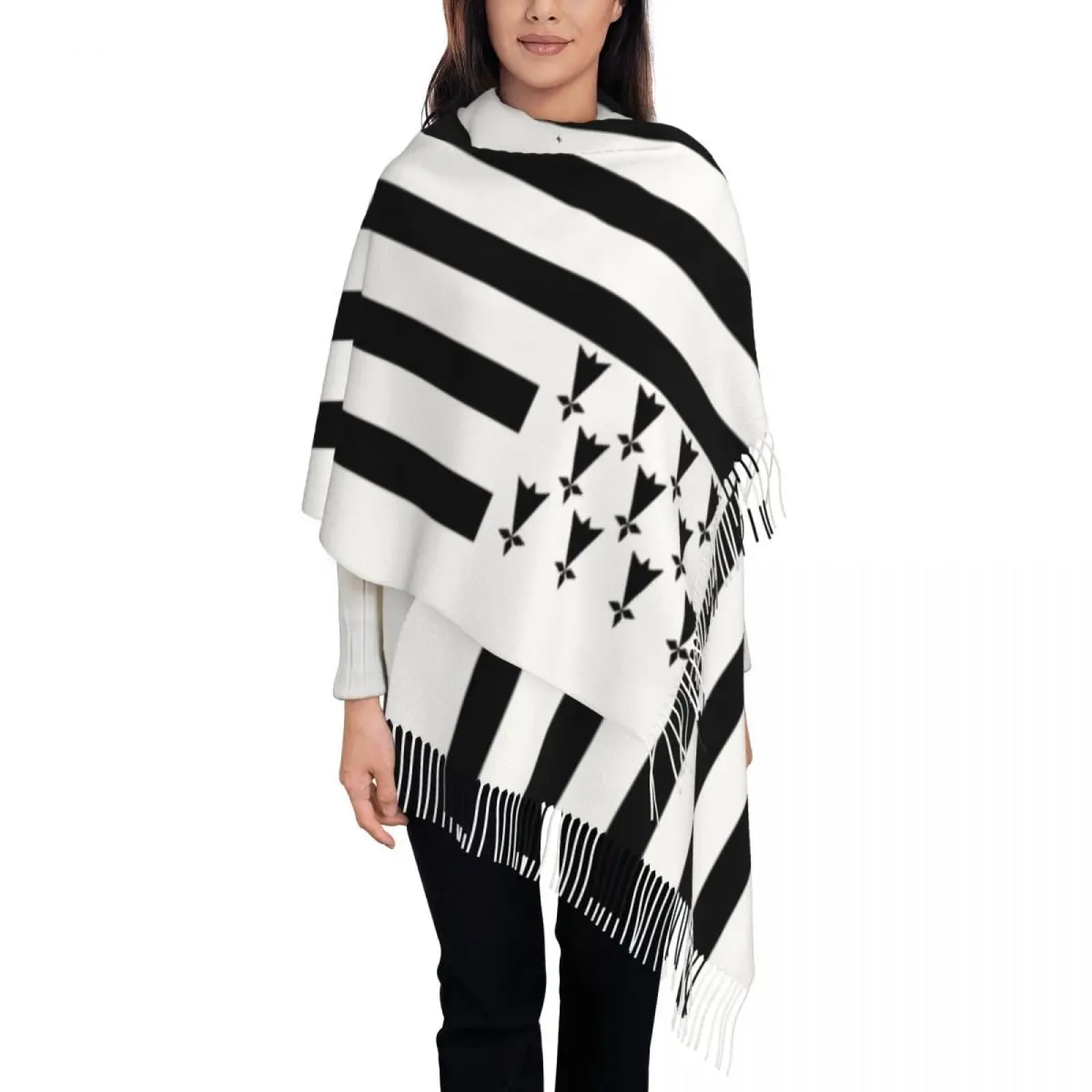 Couverture Chaude Écharpe Pour L'Hiver, Drapeau Breton Breton Châle Enveloppement Pour Femme Hiver Chaud Longue Écharpe Douce Pashmina Châle Écharpes Pour Femme Hiver