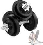 Yes4All Adjustable Dumbbells for Home Gym, Cast Iron, Cement and Quick-Adjust Dial Options, Single or Pair Free Weights for Strength Training