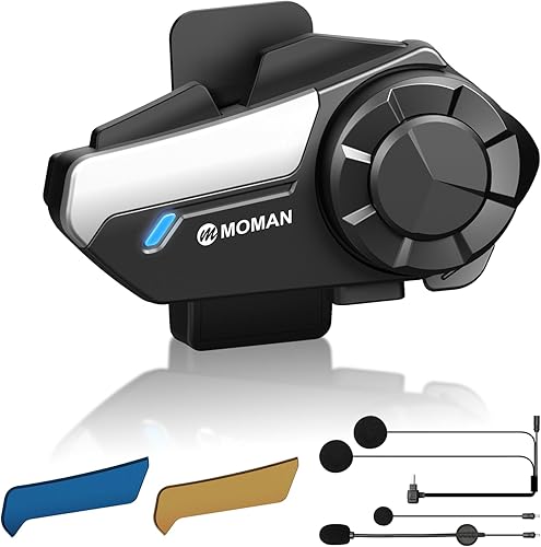 Miniatura 42 de Moman Intercomunicador para motocicleta, H2S 【Actualización H2PRO】 Altavoz de casco de motocicleta de 2 vías 1000M Auriculares de comunicación