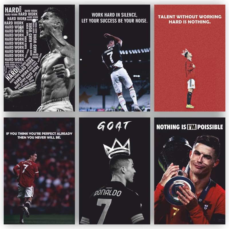 Ronaldo Poster for Home Office and Student Room Wall | Aesthetic Poster | Wall Decor (12x8 Inch) Set of 6 Pieces (B0CVNBXPTV) Amazon Price History, Amazon Price Tracker