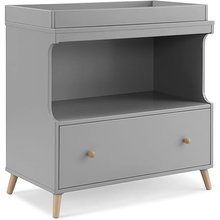 grey and white changing table