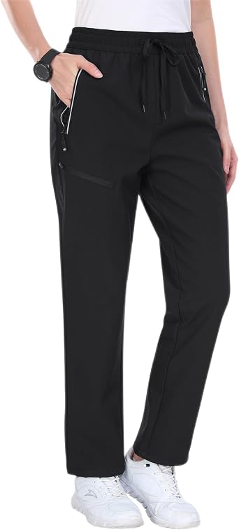 MoFiz Womens Waterproof Insulated Snow Pants Fleece Lined Winter Ski Hiking Pants Warm Outdoor Softshell with Elastic Waist